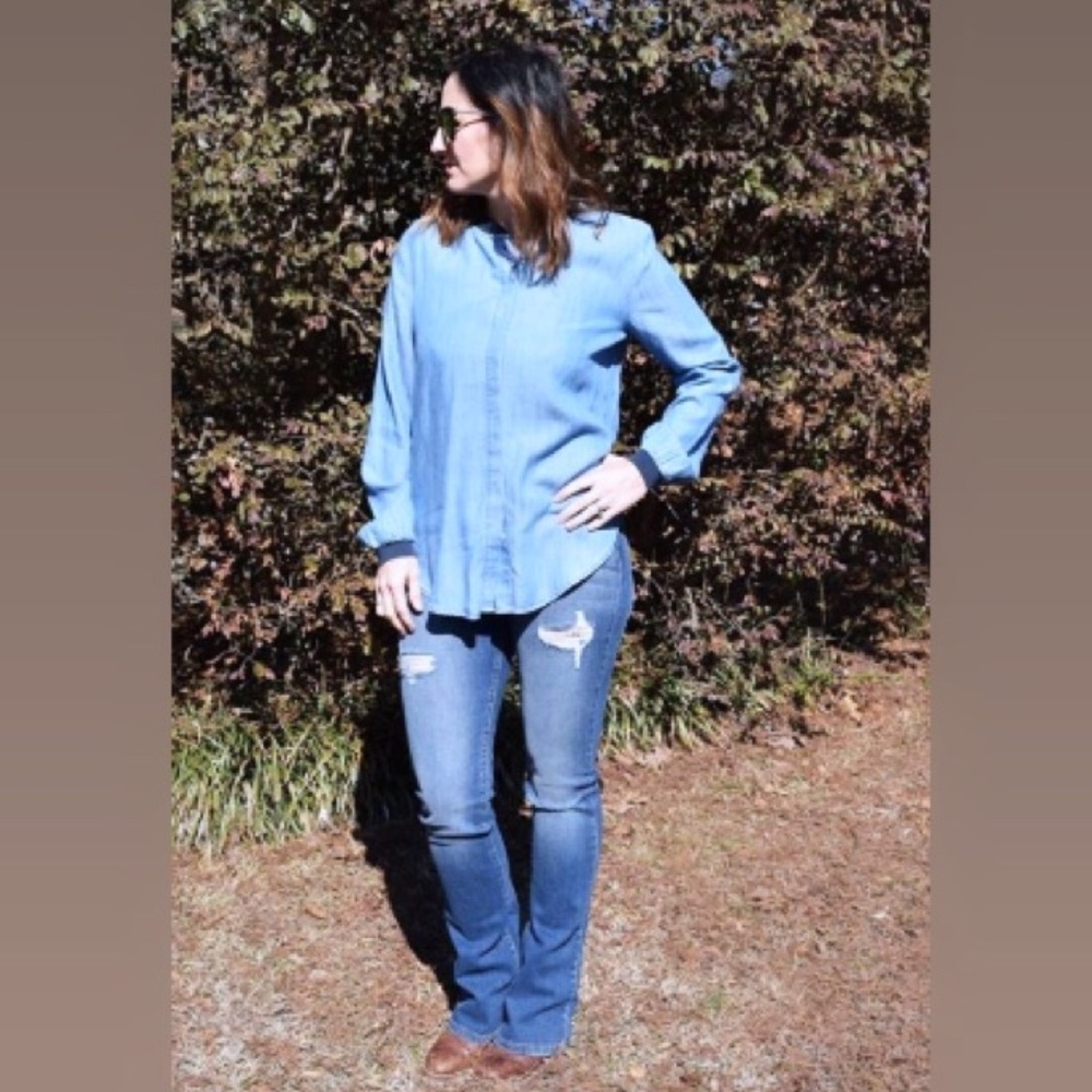 Delilah button up denim top